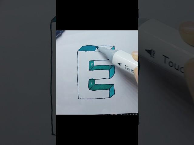 How to draw 3D E Step by step #art #drawingtutorial #3d