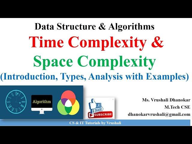 DSA 1.15 Time Complexity and Space Complexity of Algorithm with Examples | Data Structure