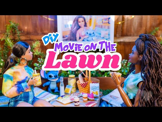 DIY Movie On The Lawn | Backyard Theater | Teeny Tinies Picnic Party | Stitch Movie Figures | Craft