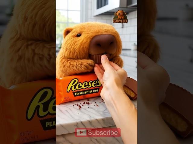 ASMR Capybara Enjoying a Delicious Reese's Peanut Butter #cute #capybara #funnyanimal #healing #asmr