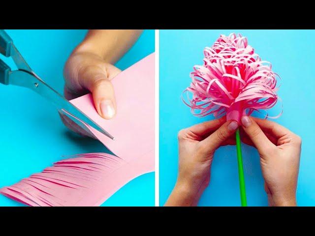 DIY Fluffy Flower • Paper Flower • Easy Paper Flower • Paper Craft • Bharti's Creative Art and Craft