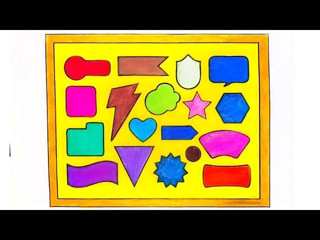 Geometric Shapes Drawing , Painting and Colouring with Acrylics Colours #viral#art#drawing#trending