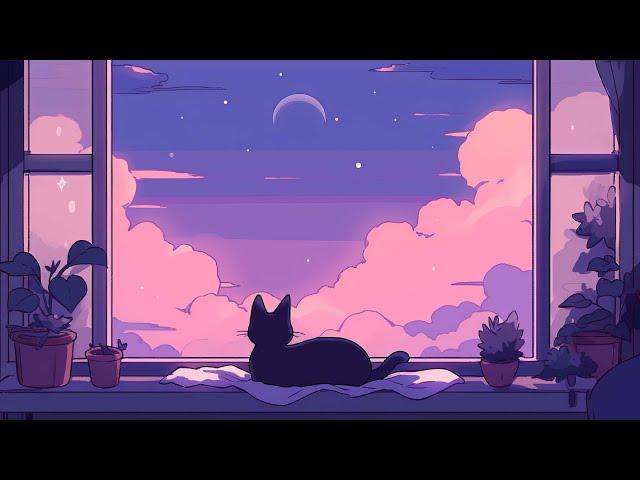 Peaceful night on the rooftop with my cat • Lofi Hip Hop Mix  Chill Beats To Relax / Study To