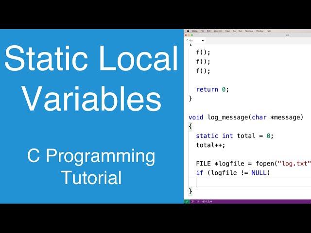 Static Local Variables | C Programming Tutorial