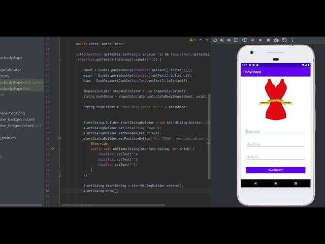 Creating Body Shape Calculator Android App | Android Studio | Java