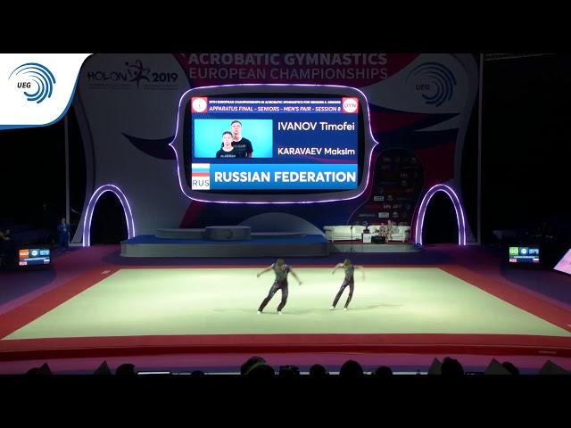 Timofei IVANOV & Maksim KARAVAEV (RUS) - 2019 Acro European Champions, dynamic