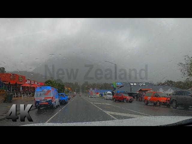 Unforgettable driving through the rain in the New Zealand.. flat tire