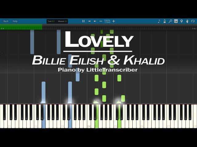 Billie Eilish & Khalid - Lovely (Piano Cover) Synthesia Tutorial by LittleTranscriber