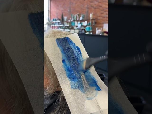 Peekaboo vivid color #haircolor #bluevivid #salon #hairstylist #haircoloring