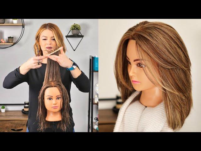 SHORTER LAYERED HAIR CUT | HOW TO CUT SHORT LAYERS | FACE FRAMING | TUTORIAL