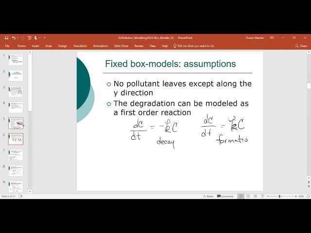 ENE 489 Air Pollution Modelling-Box Models