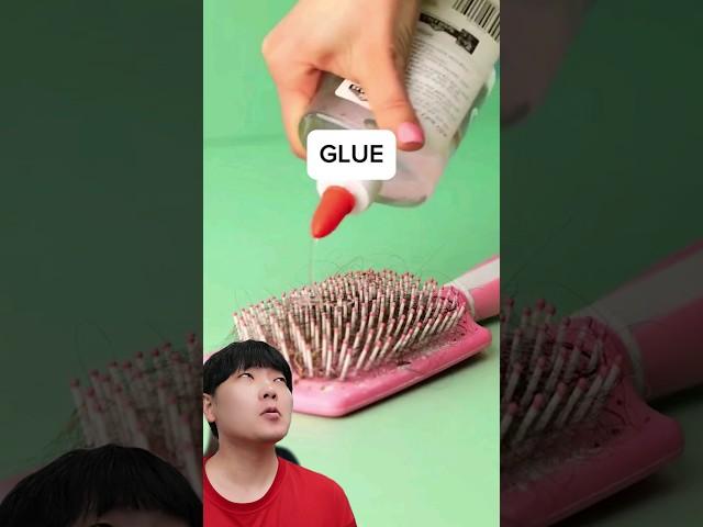 Hairbrush cleaning glue