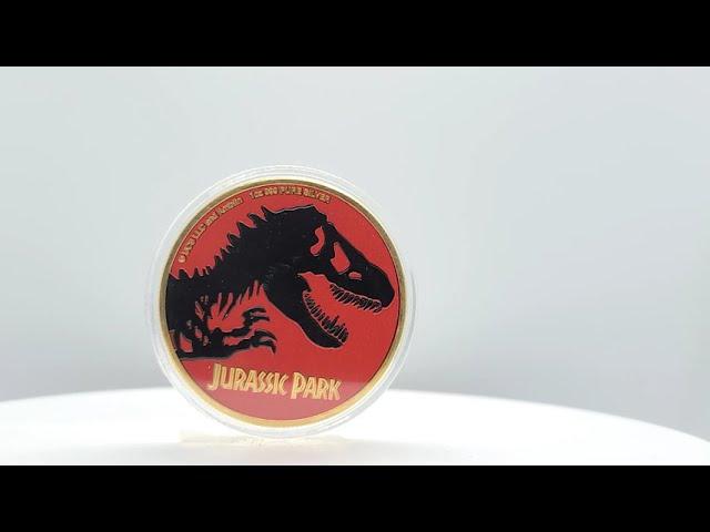 JURASSIC PARK COLORIZED 1 OZ SILVER COIN 2$ DOLLARS NIUE 2020