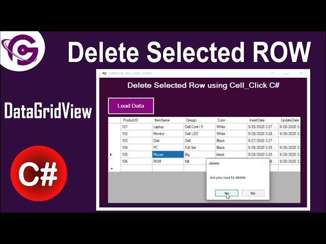 How To Delete Selected Row In DataGridView | DataGridView Cell_Click Event c#