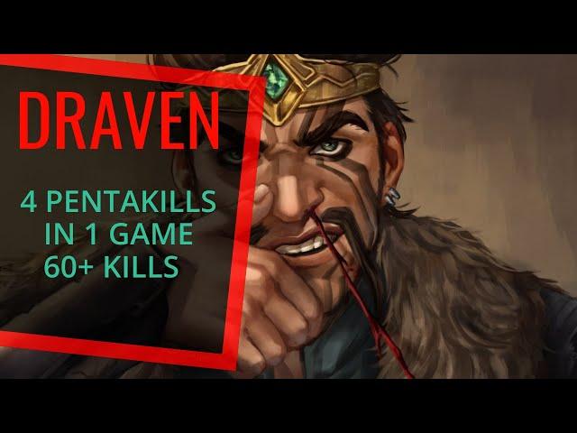 DRAVEN WITH 4 PENTAKILLS IN 1 GAME 60+ KILLS •SILVER ELO• Best Draven World - Vincent´s Draven