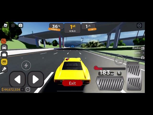 Lamborghini miura p400 driving empire highway race fastest time top speed 183 mph, place: 44.14 sec.
