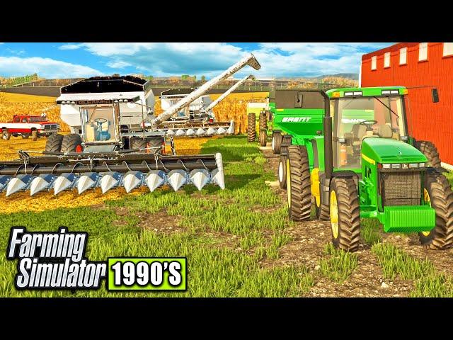 GIANT 1990'S AMERICAN CORN HARVEST! (WISCONSIN MAP) | FARMING SIMULATOR 1990'S