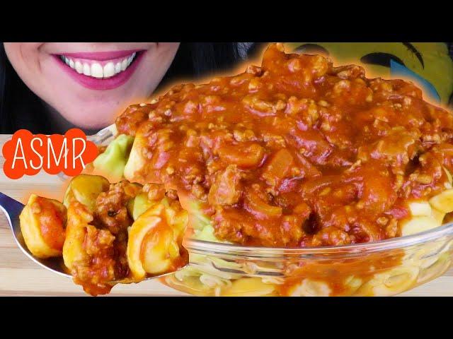 ASMR: CHEESE STUFFED TORTELLINI WITH MEAT SAUCE  | Whispering Mukbang - 먹방 | Real Eating Sounds