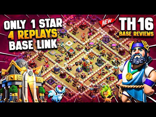 ONLY 1 STAR TH16 Base Link + 4 Replays | Unbeatable TH16 War Base & Legend Base (Best Town Hall 16)