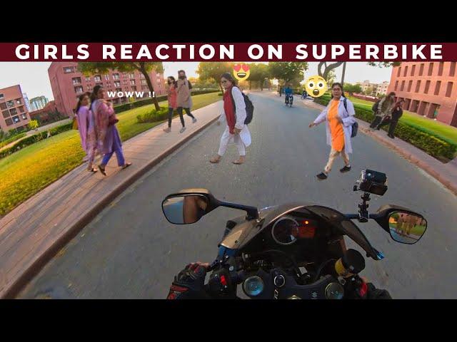 agha khan University girls reaction  || motovlog || #reaction #superbike