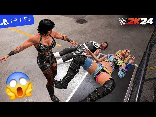 WWE 2K24 - Rhea Ripley Shatters Liv Morgan & Dominik Mysterio | PS5" [4K60]