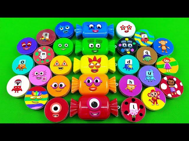 Rainbow SLIME: Looking Numberblocks, Alphablocks, Alphabet Lore with Circle, Candy Coloring - ASMR