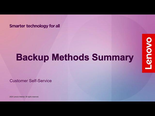 Backup Methods Summary | Lenovo Tablet