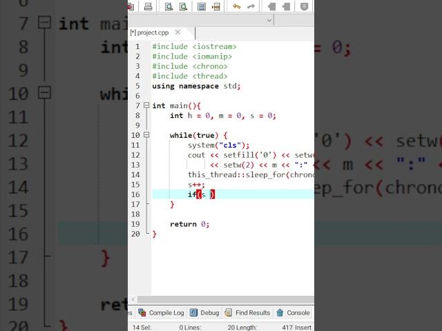 Digital Clock (24-hour format updates every second) in c++ #shorts #coding #code #programming