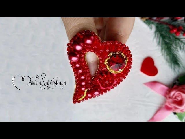 ️ How to make a beaded brooch "Heart" (master class)