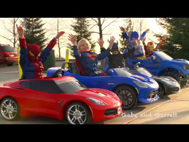 Power Wheels Superhero Mega Race Compilation Video! | Gabe and Garrett