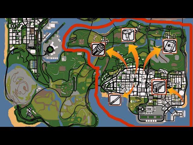 How To Get All Los Santos Weapons At The Beginning In Gta San Andreas (All Locations)