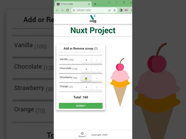 Nuxt Ice Cream project #coding #nuxt3 #vuejs #js #technology