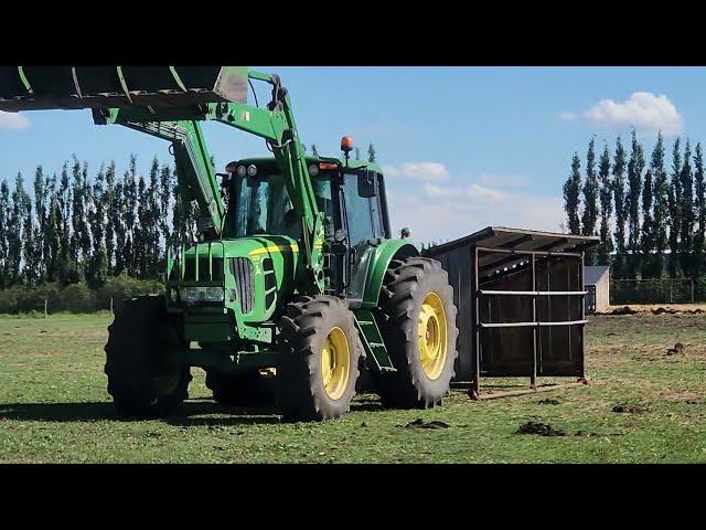 Skidding CALF SHELTER to new Pasture for BABIES #cow #baby #farming #bull #heifer