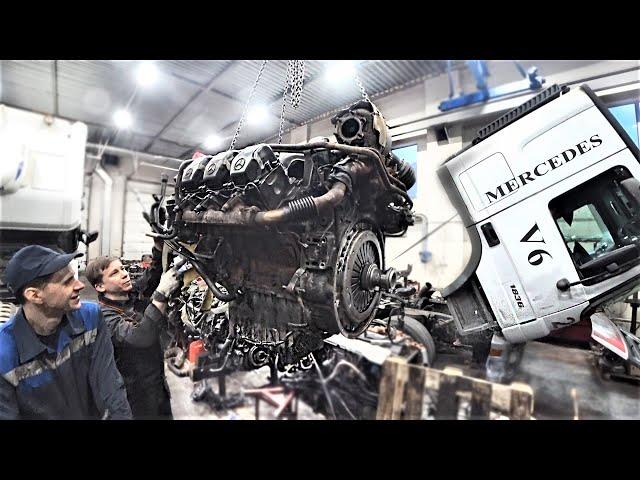 ASSEMBLY OM501 V6 MILEAGE 1.7 MILLION - Mercedes Actros engine overhaul. Repair of motors