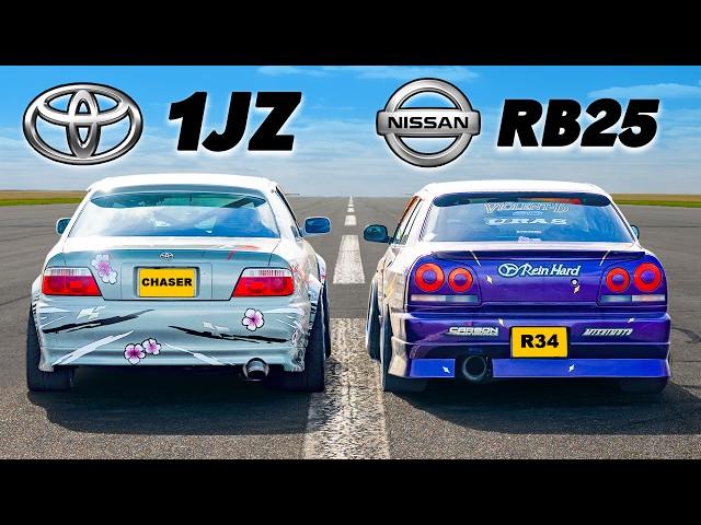 Nissan R34 v Toyota JZX100: DRAG RACE