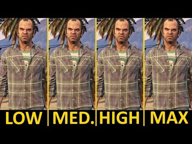 Grand Theft Auto 5 | GTX 1050 Ti | i5-7400 | Low vs. Medium vs. High vs. Ultra | 1080p