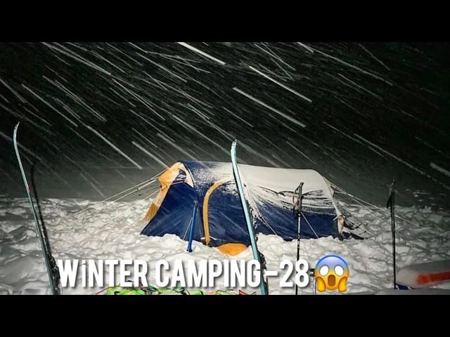 EXTREME Winter SNOW STORM -30F WINTER CAMPING WINTER STORM hits HOT tent. FREEZING wind