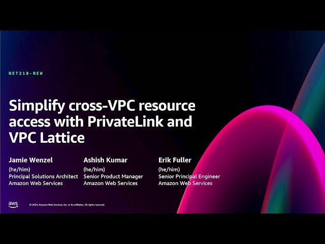 AWS re:Invent 2024 -Simplify cross-VPC resource access with PrivateLink and VPC Lattice (NET218-NEW)