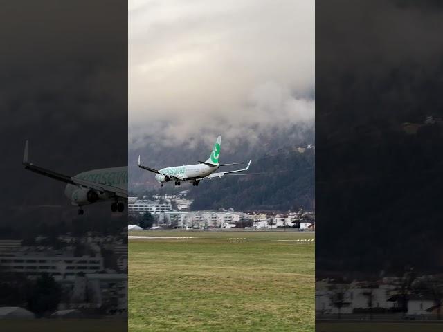 Transavia Boeing 737 landing in Innsbruck LOWI on RWY 26