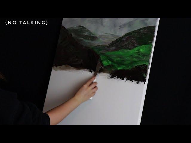 Painting ASMR | Abstract mountains with a hint of greenery