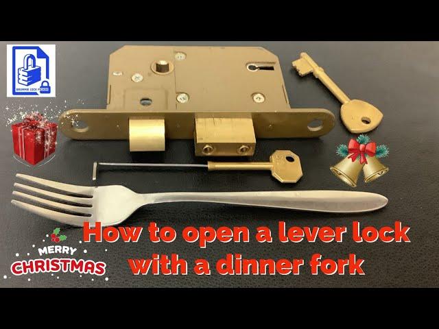 433. How to pick open a curtained lever mortice lock with a dinner fork - Merry Christmas everyone