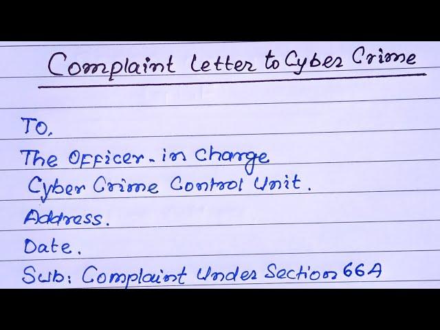 How To Write Complaint Letter To Cyber Crime | Cyber Crime Complaint Letter |