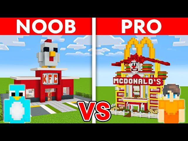 NOOB vs PRO: MCDONALDS vs KFC House Build Challenge in Minecraft