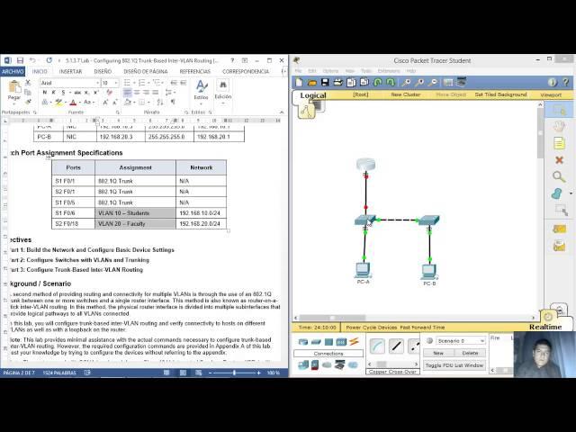 6.3.3.7 - 5.1.3.7 Lab - Configuring 802.1Q Trunk-Based Inter-VLAN Routing