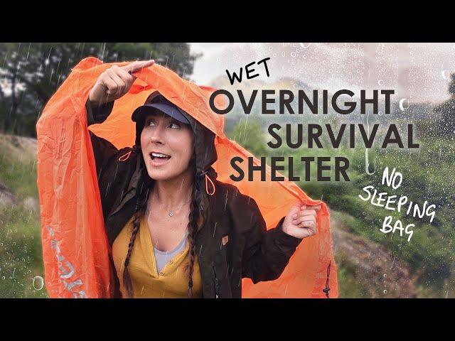 Wet Night in Survival Shelter with No Sleeping Bag • Hiker Preparedness