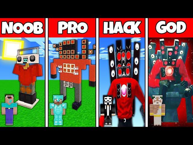 Minecraft Battle: NOOB vs PRO vs HACKER vs GOD! TITAN SPEAKER MAN SKIBIDI TOILET STATUE CHALLENGE