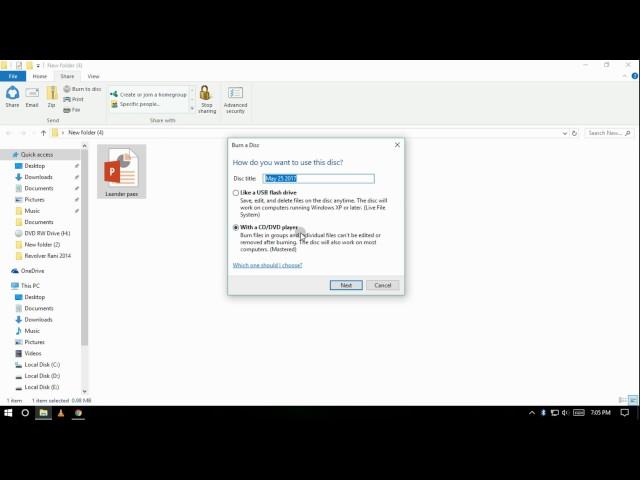 How to Burn files to a disc in Windows 10