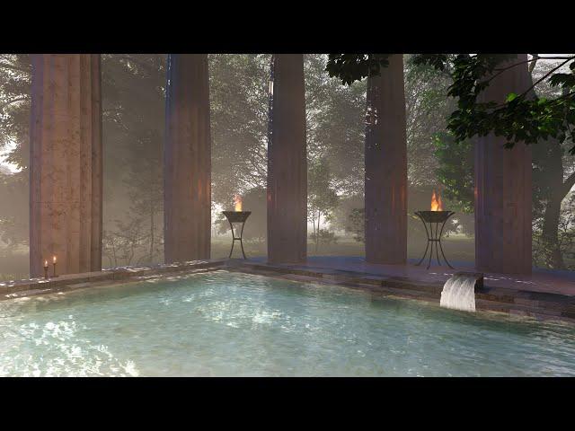 Ancient Roman Bath Ambience | Hot Spring in the Forest | Onsen ASMR