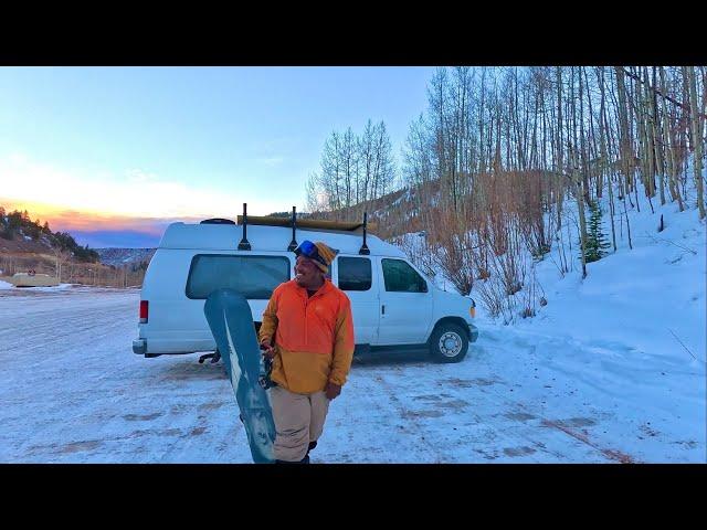 Van life: Winter Camping & Snowboarding in Colorado