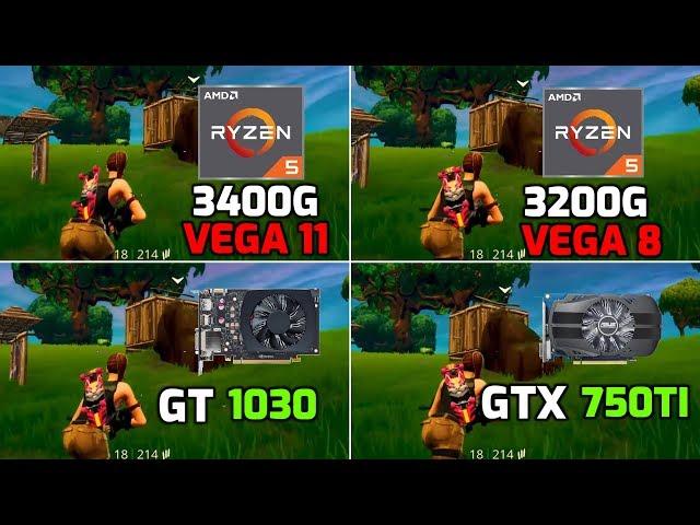 Ryzen 5 3400G (Vega 11) vs 3200G (Vega 8 GT) 1030 vs GTX 750 ti - 11 Games Tested